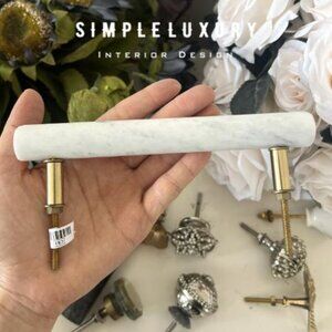 3'' /4''/5'' White Marble Rods Brass Handles